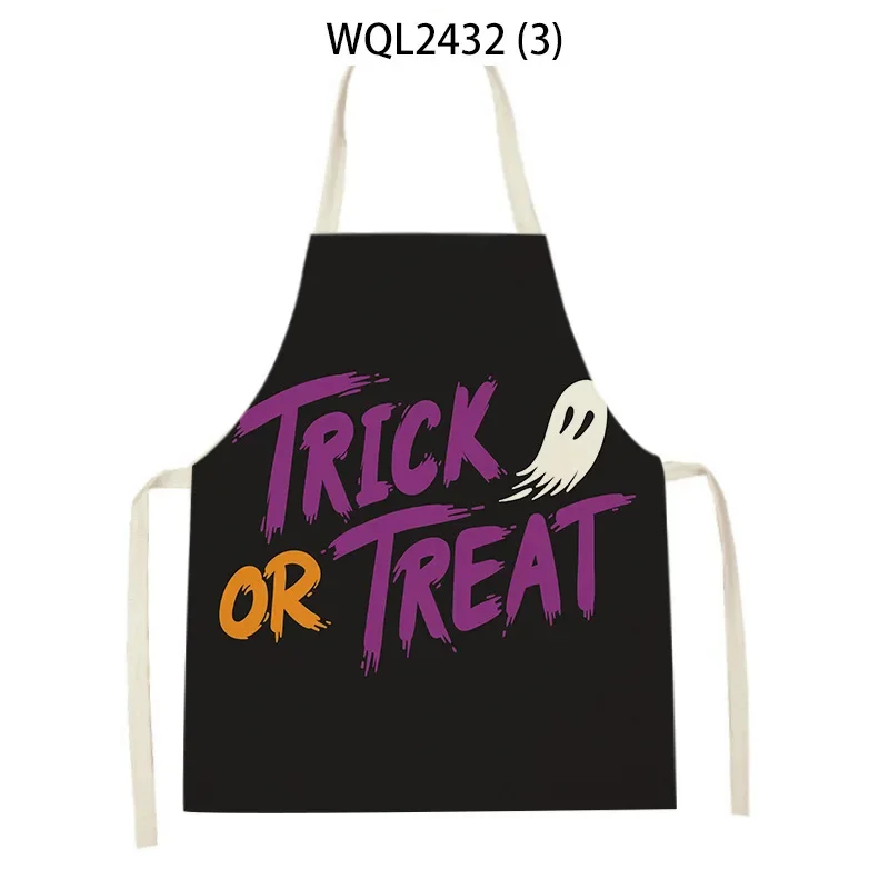 Halloween Cartoon Pumpkin Apron Kitchen Cooking Antifouling Apron Adult Kids Funny Bib Home Baking Tools Linen Apron Chef Apron