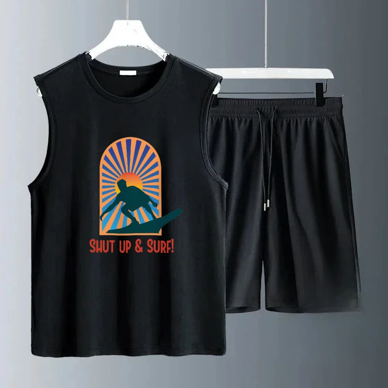 2025 الصيف ملابس يومية مجموعات رجالية تصفح المطبوعات المبتكرة أكمام عادية مريحة خفيفة الوزن الزي للرجال أطقم رياضية #2