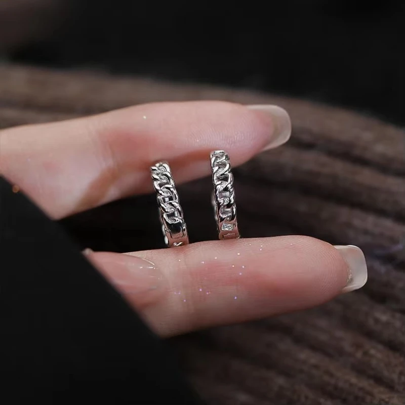 

925 Sterling Silver Hot Sale Chain hoop Earrings Simple Temperament Exquisite Hot Semale Sexy Jewelry Gift