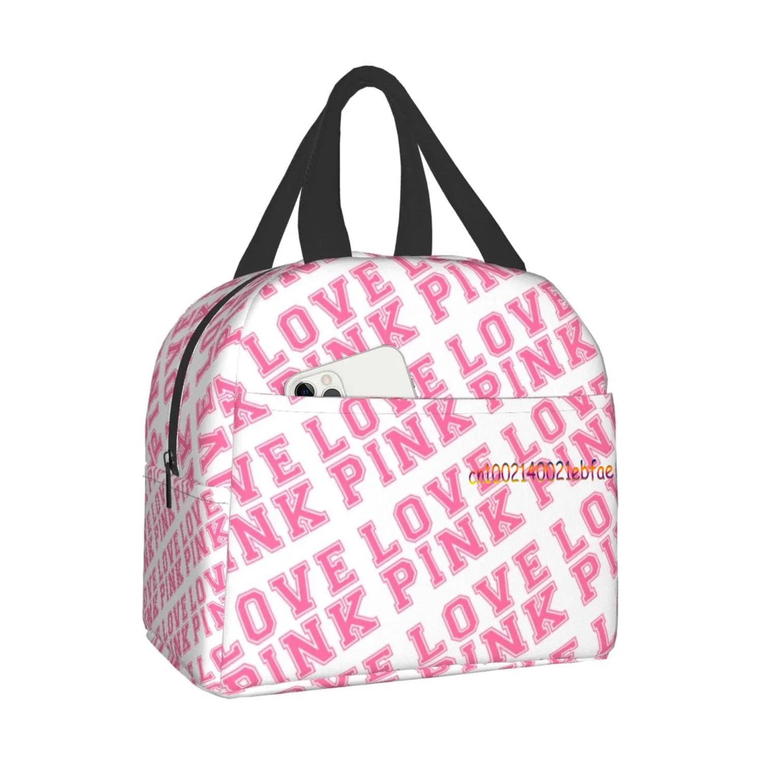 Love Pink Gradient Pink Lunch Bags for Women Portable Thermal Insulated Lunch Box Container Cooler Bag Tote Bento Pouch for Work