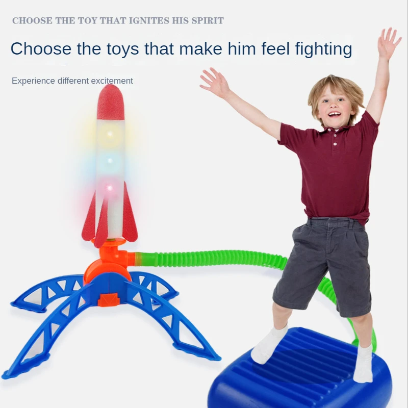Kinder füße pumpen kleine Luft raketen start spielzeug Outdoor-Sprung stampfen leuchtende Auswurf fliegende Blitz hoch fliegende Raketenwerfer Spielzeug