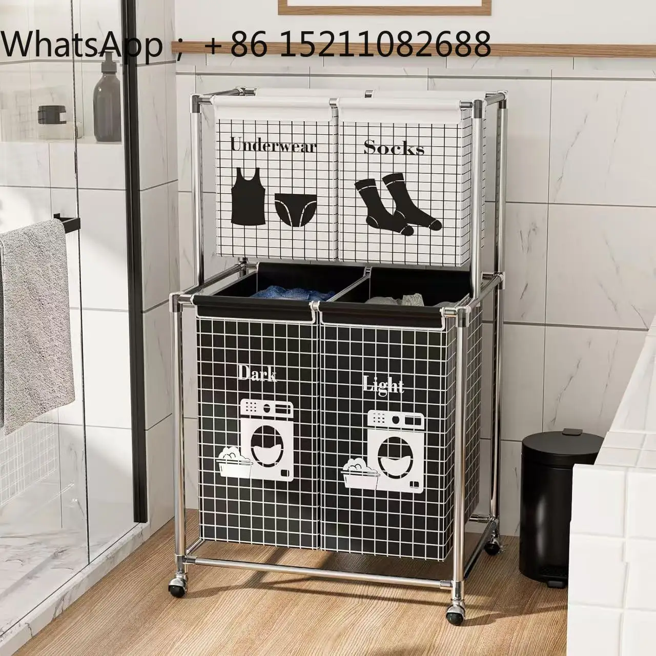 LLY laundry basket storage rack, washing machine classification rack, bathroom storage basket classification multi-layer