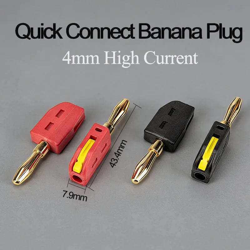 4mm Quick Connect Banana Plugs Speaker Connectors 32A Red & Black For Audio Video Receiver Amplifiers Sound Systems