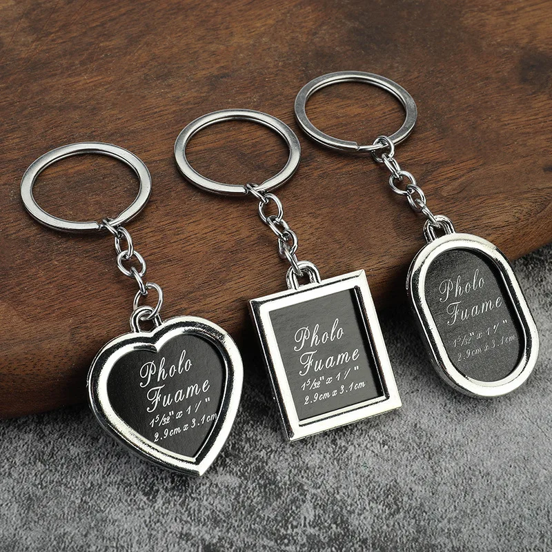 Creative Love Key Chain Photo Frame Couple Key Chain Square Personality Photo Key Ring Commemorative Small Gift Car Key Chain