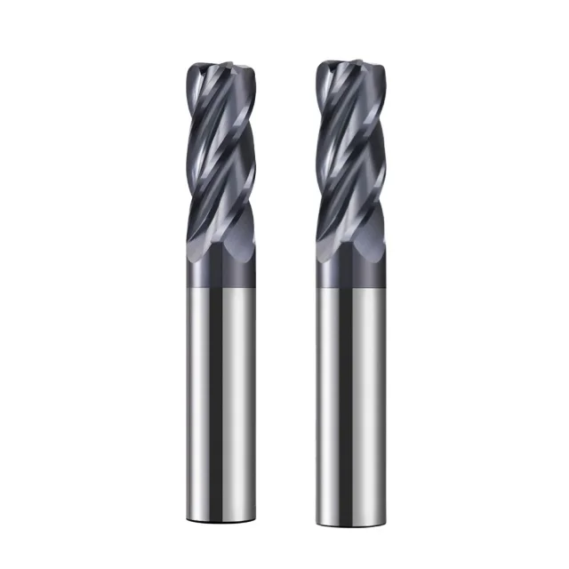 10pcs HRC60 4-Flute CNC Corner Radius End Mill Tungsten Steel Router Bit for Surface Machining R Bullnose R0.5 R1 R2