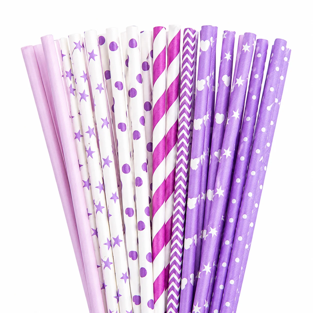 25本入り カラフルな模様入り紙ストロー、使い捨てエコフレン - Paper Straw Color のレビューと価格