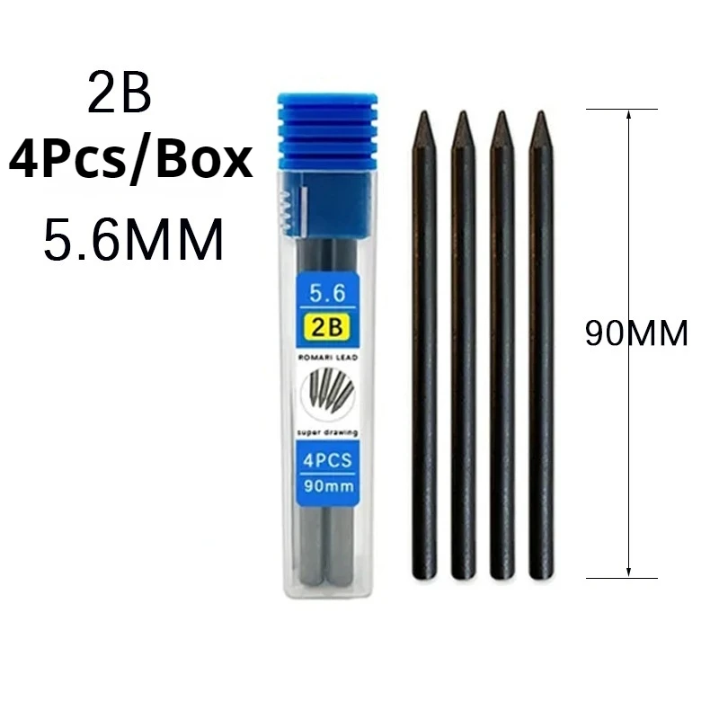 1Pack 5.6 mm Lead 2B/4B/6B/8B Graphite Lead Refill, Mechanical Pencil Lead 5.6mm x 90mm for Sketch Drawing Drafting Wood Working