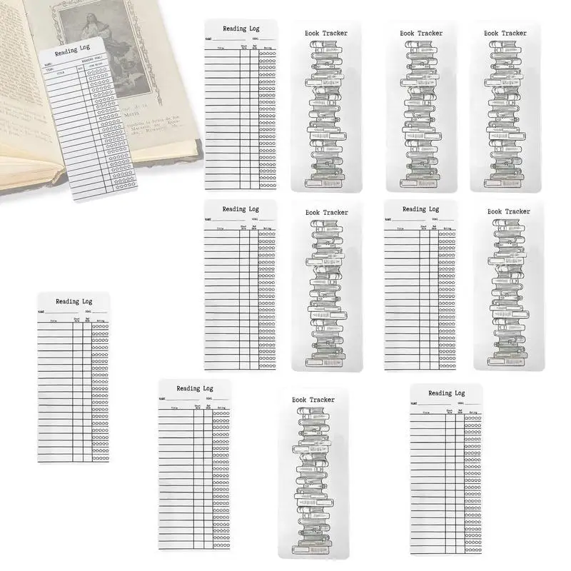 livro tracker e bookmark leitura marcador notecards leitores amante acessorios livro literario 12 pcs 01