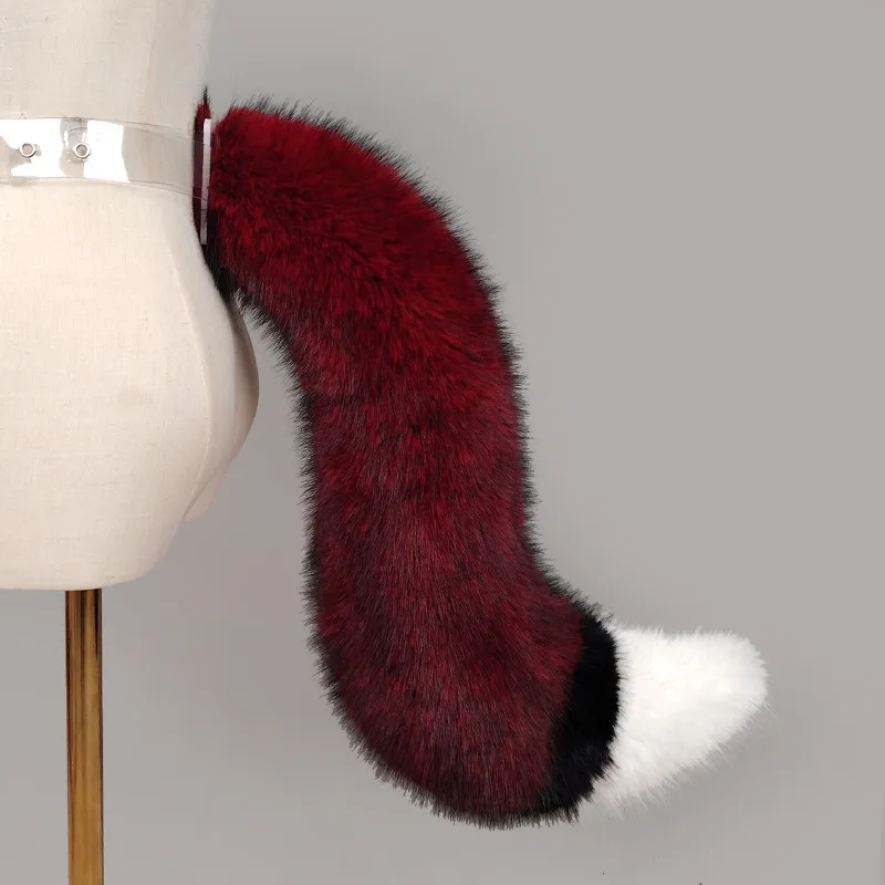 

New Simulated Red Wolf Headpiece with Furry Tail Animal Headband Lolita Role-playing Accessories Club Bar Makeup Ball Props