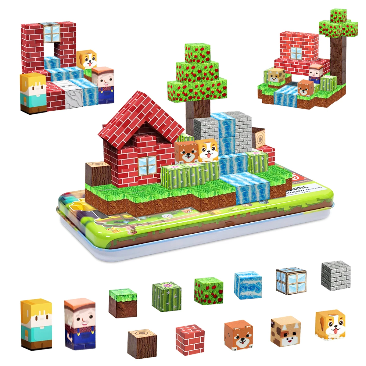 

32PCS Magnetic Building Blocks Animal Forest Set for Age 3+ DIY Model Children STEM Educational Sensory Toy With Iron Box