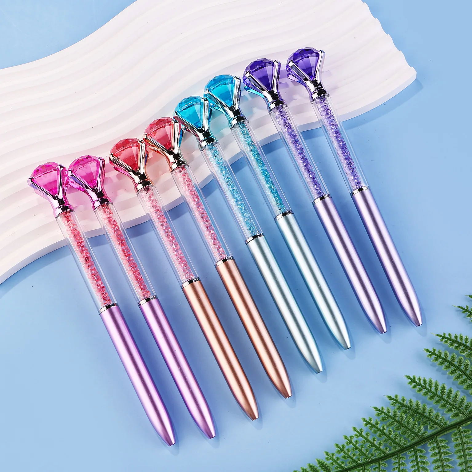 12Pcs Big Crystal Diamond Pens Metal Ballpoint Pen Office Supplies Gift Pens for Christmas Bridesmaid Wedding Birthday