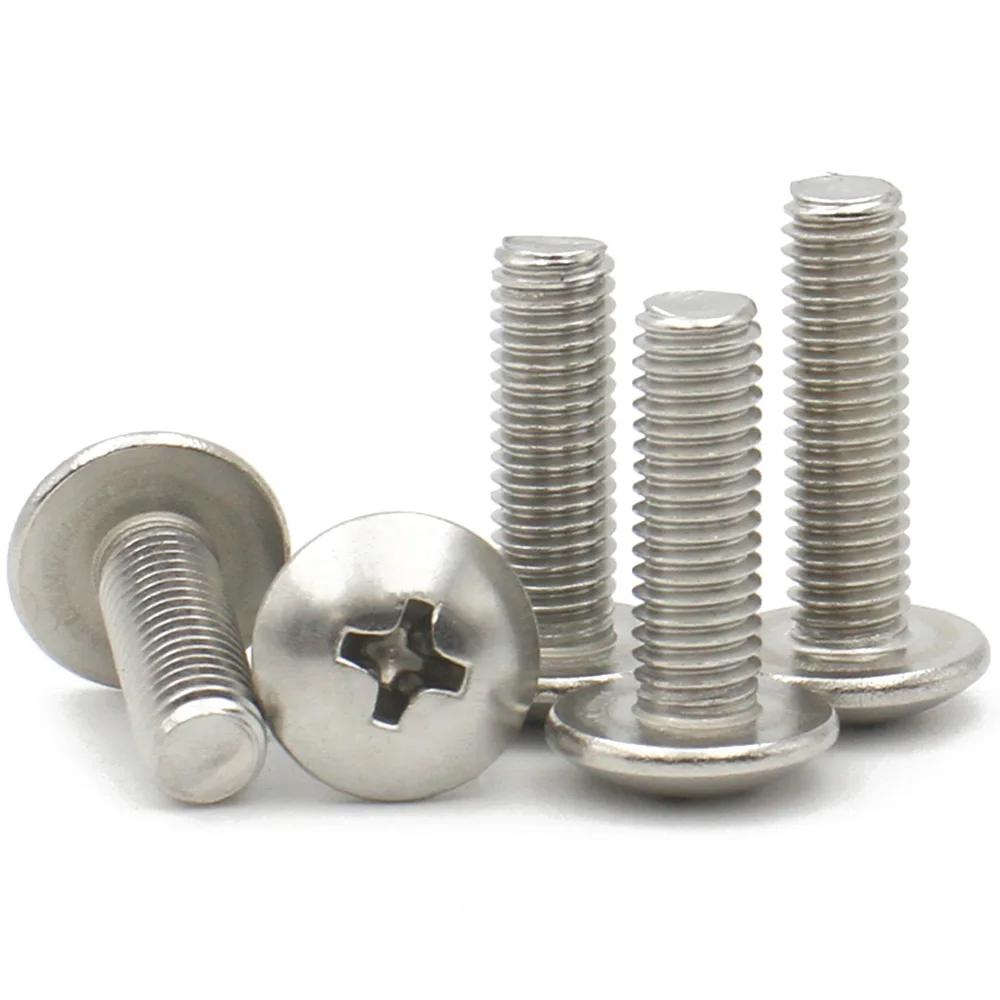 5-50pcs 304 A2-70 Stainless Steel Screw M2 M2.5 M3 M4 M5 M6 M8 Phillips Braguero Flat Head Large Round Cross Bolt length 3-80mm