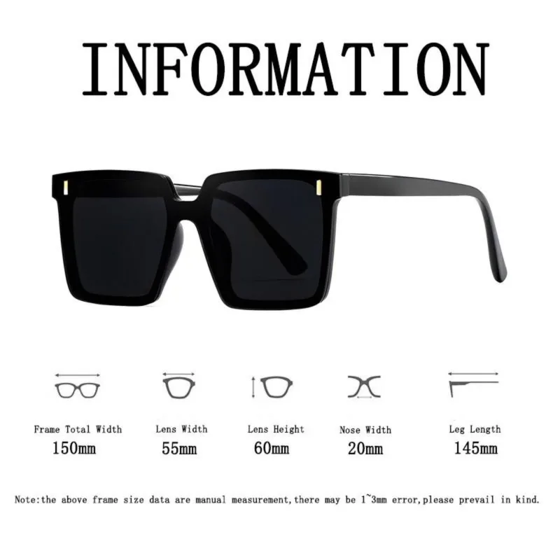 Square Vintage Sunglasses Women Brand Designer Mirror Sun Glasses Male Ultraviolet-proof Outdoors Driving Big Frame Eyewear