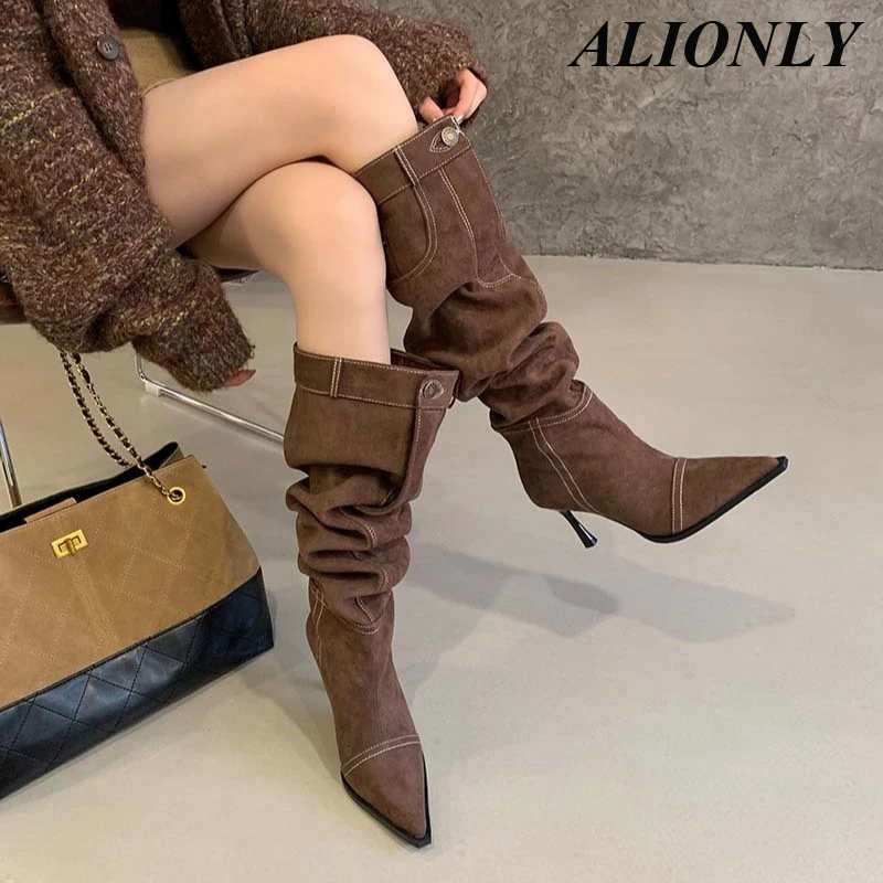 

Alionly 2026 New Autumn Winter Design Insoles Pointed Toe Women Over The Knee Boots Shoes Female Long Booties Zapatos De Mujer