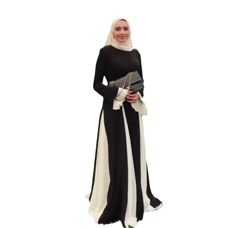 Ramadan Morocco Dubai Abayas for Women Modest Maxi Dress Patchwork Kaftan Islam Eid Muslim Vestidos Arab Long Robe Jalabiya