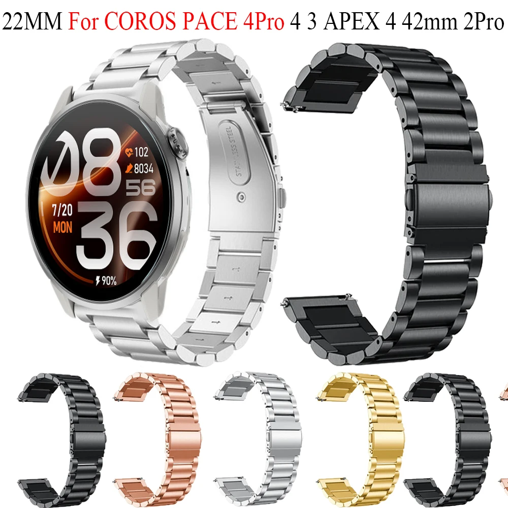 For COROS PACE 4Pro Straps Band Stainless steel woman man Wristband 22mm Bracelet For COROS APEX 4 42mm 2 Pro PACE 3 2 band