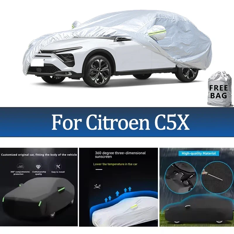 

For Citroen C5X Car Cover Outdoor Protection Covers Snow Sunshade Waterproof Dustproof Exterior UV Car Accessories