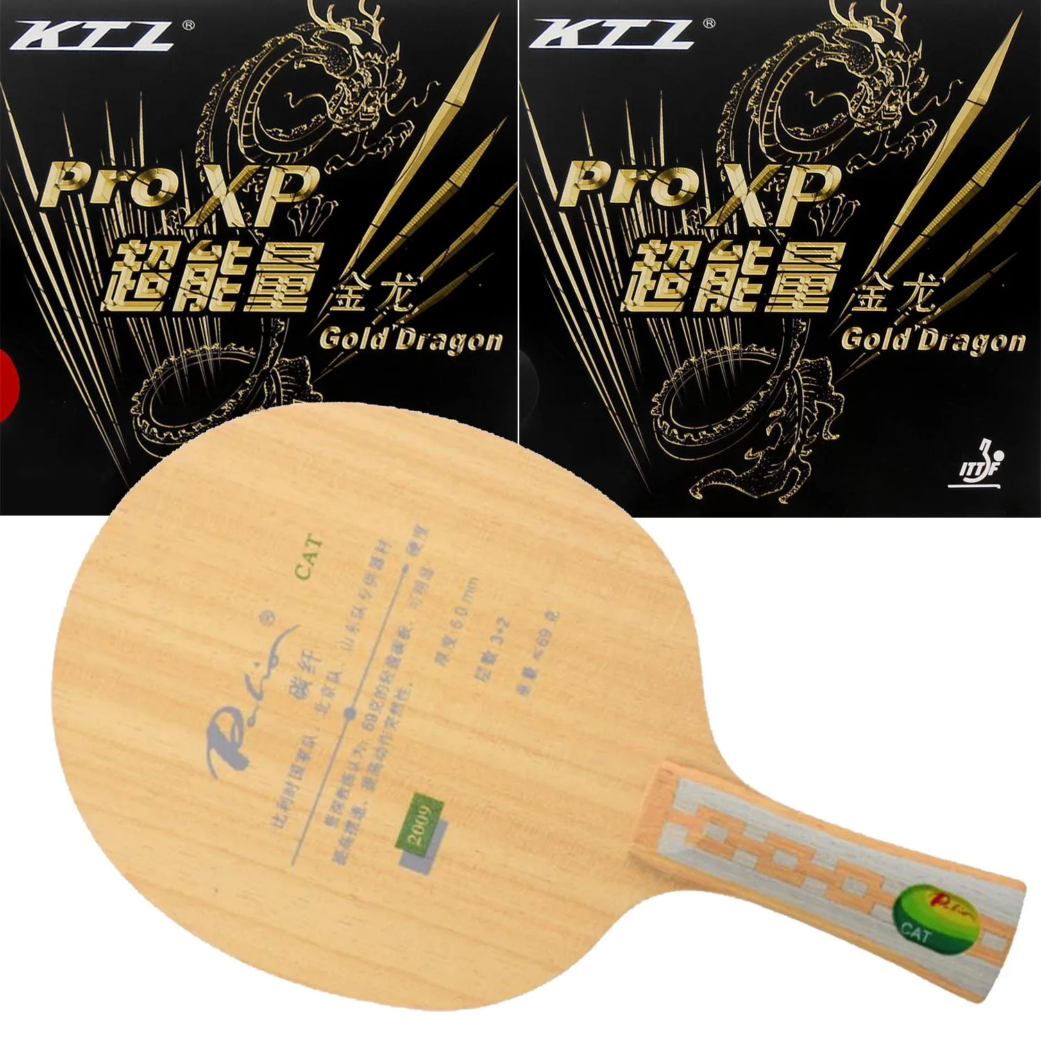 

Pro Combo Racket Palio CAT table tennis blade with 2x KTL Pro XP Gold Dragon Pips In Ping Pong Rubber