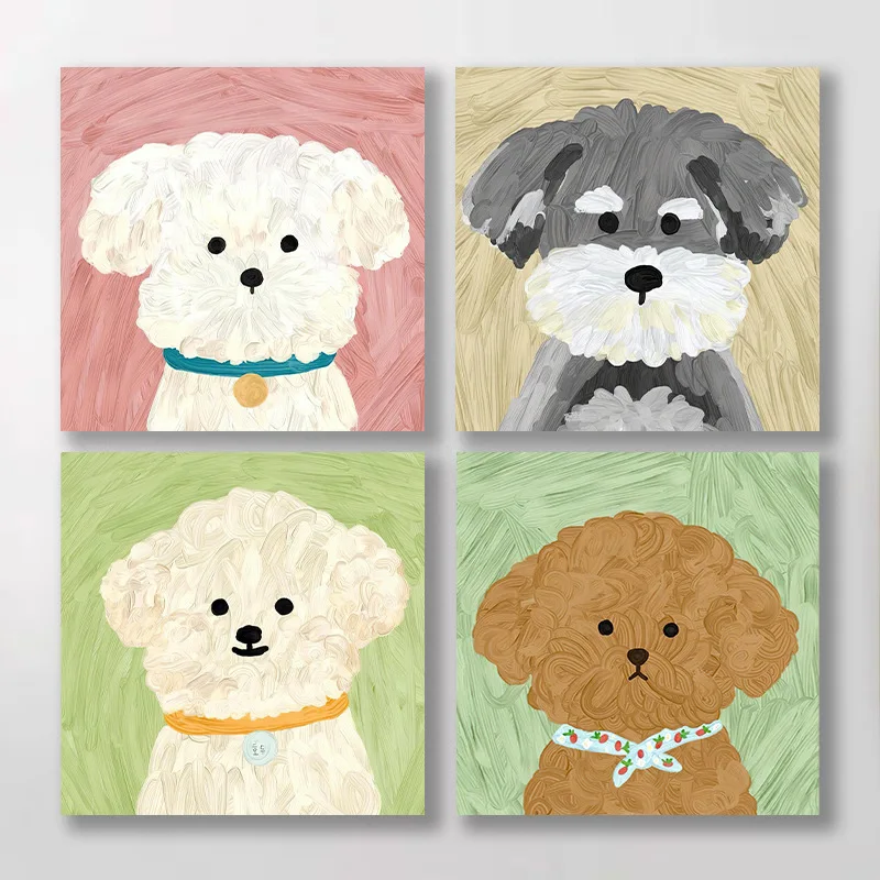 ins wind cartoon cute fun dog hanging painting bedside bedroom dining room decorative painting pet store background wall mural
