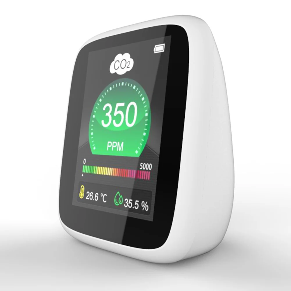 ثلاثة في مراقبة جودة الهواء الصغيرة المحمولة مقياس حرارة ثاني أكسيد الكربون الرطوبة لفحص جودة الهواء الداخلي