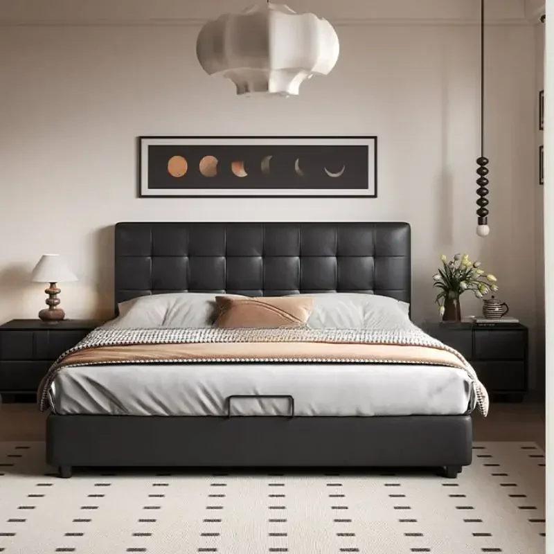 

Низкопрофильная европейская кровать, платформа для хранения, ящики, деревянные изголовья для спальни, кровати King, роскошная современная мебель Cama Casal для дома