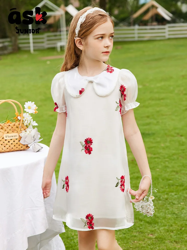 فستان Tween Girls Summer Sweet Princess Style رفيع بأكمام قصيرة #3