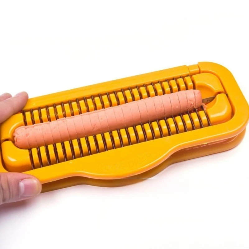 Hot Dog Cutter & Slicer, One-Push Release Cross-Cut Tool with Stainless Steel Blade for BBQ/Camping, Quick Prep Kitchen Gadget