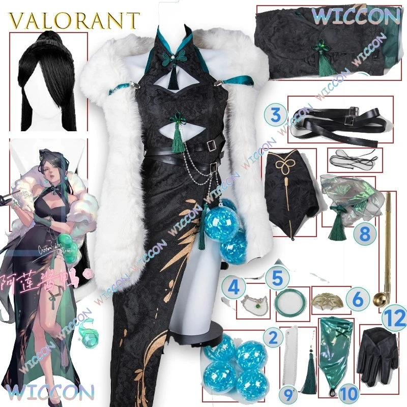 

Valorant Sage Косплей Костюм Китайский Стиль Целитель Платье Игровой Персонаж Наряд Хэллоуин Вечеринка Аниме Конвенция Оригинальный Дизайн