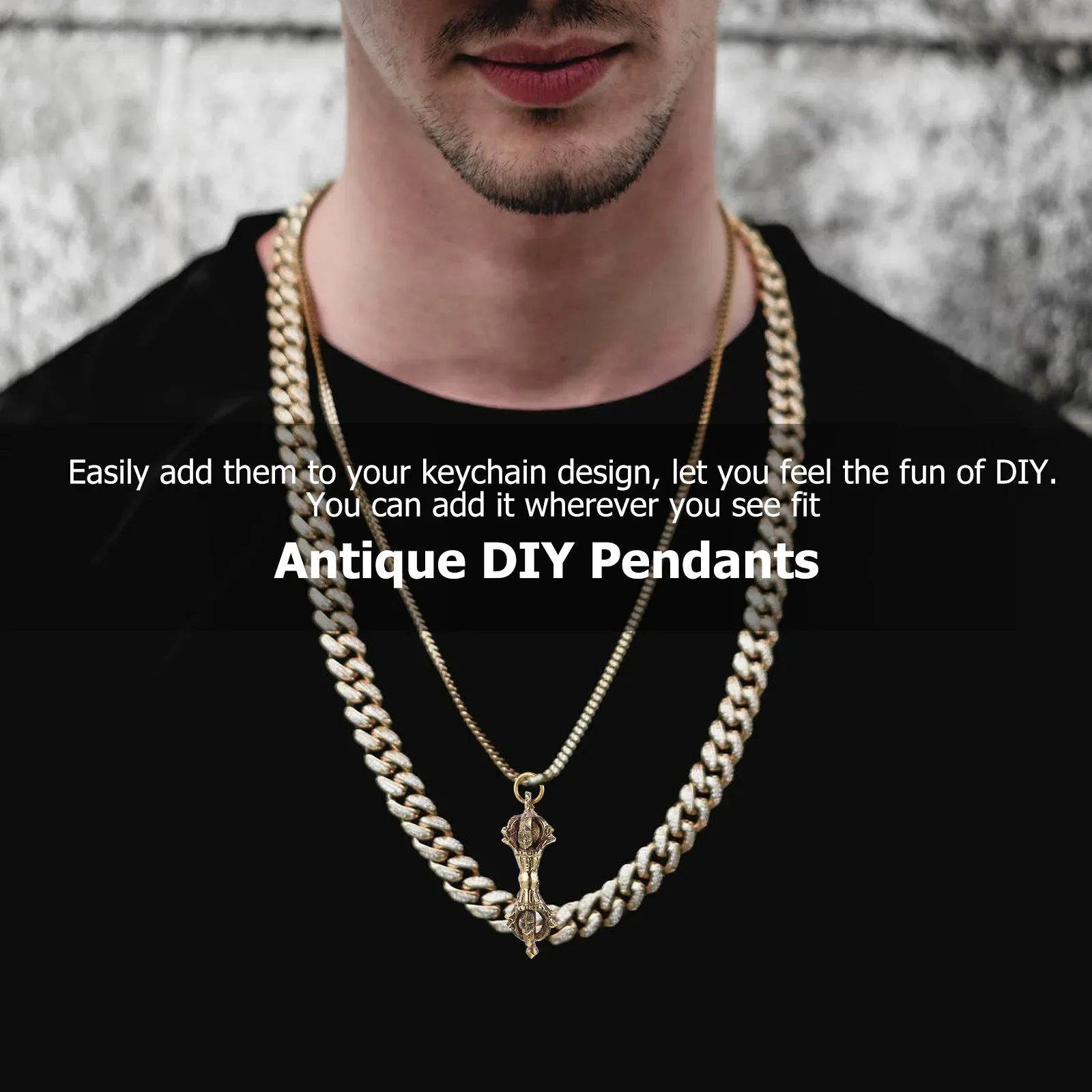 

Creative Copper Vajra Pendant Retro DIY Necklace Keychain Hanging Ornament Handmade Charm Buddhist Decoration Vajra Pendants