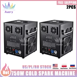 No Tax 2PCS /Lot 750W Cold Spark Machine Cold Firework Machine DMX Remote Control LCD Cold Sparking Machine for DJ DISCO Wedding