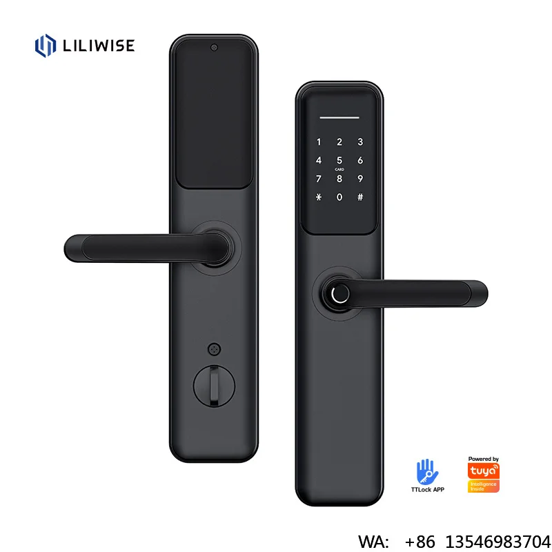 Liliwise New Finger Print Door Handle Ttlock App  WiFi Smart Electric Digital Door Lock Waterproof Fingerprint Door Locks