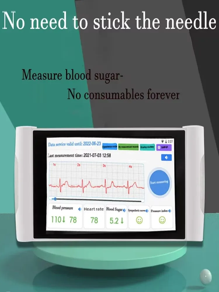 Rechargeable Non-Invasive Blood Glucose Meter Monitoring Needle-Free Diabetes Tester with ECg Detection for Continuous Health Tr - Image 6