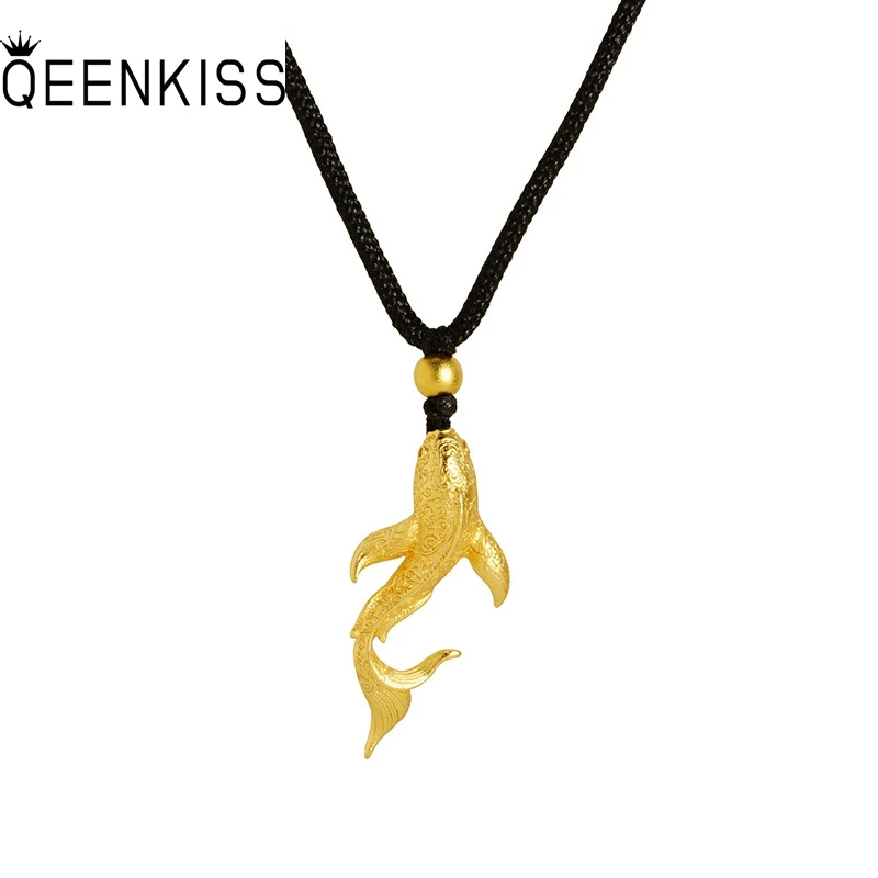 

QEENKISS Gold Whale Necklace Pendant For Women Man Wedding Party Birthday Christmas Mother Father Boy Girlfriend Gifts PT5139