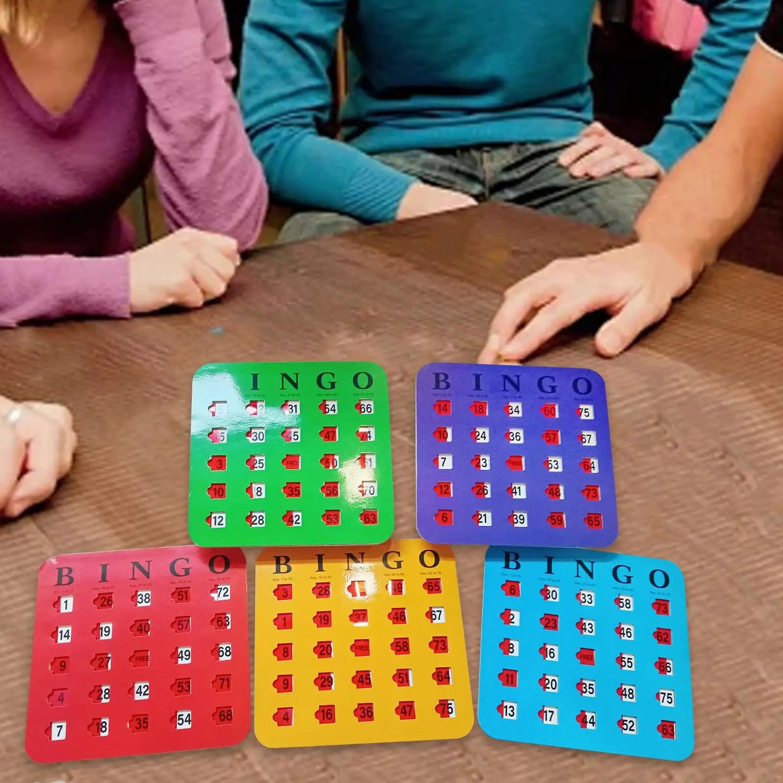 

5 шт., игровые карты для бинго, карты для бинго с раздвижным окном, большой принт, картон для бинго для крупных групп взрослых