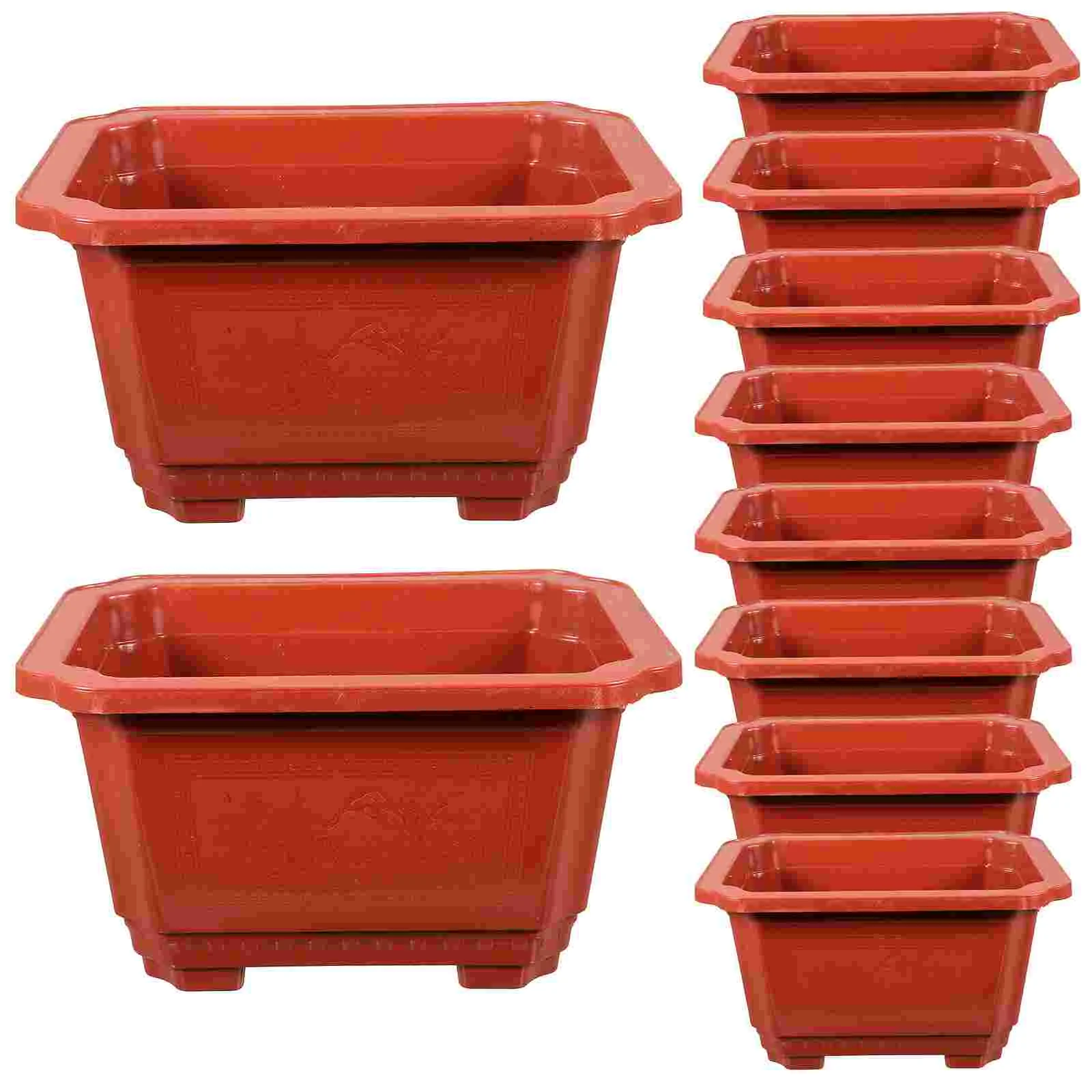 10 Pcs Flowerpot Fresh Atmosphere Balcony Garden Plastic Bonsai Flowerpot Big Practical Modern Office Rectangular Home Large