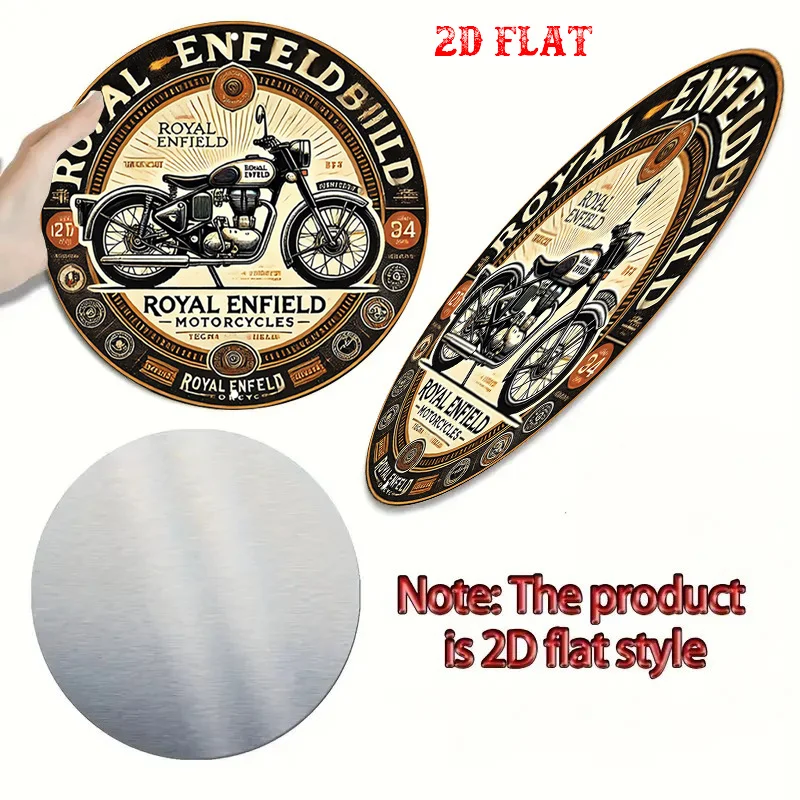 2D flach 1 Stück Royal Enfield Vintage Fahrrad kreisförmiges Holzlogo – Motorradkunst Holzwanddekoration, Zuhause, Garagendekoration – Detail 10