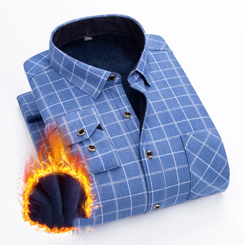 Mens Clothing Casual Shirt Male Winter Blouse Men's Streetwear Spring Autumn Streetdress Popular Thick Hombre Fashion Shirt