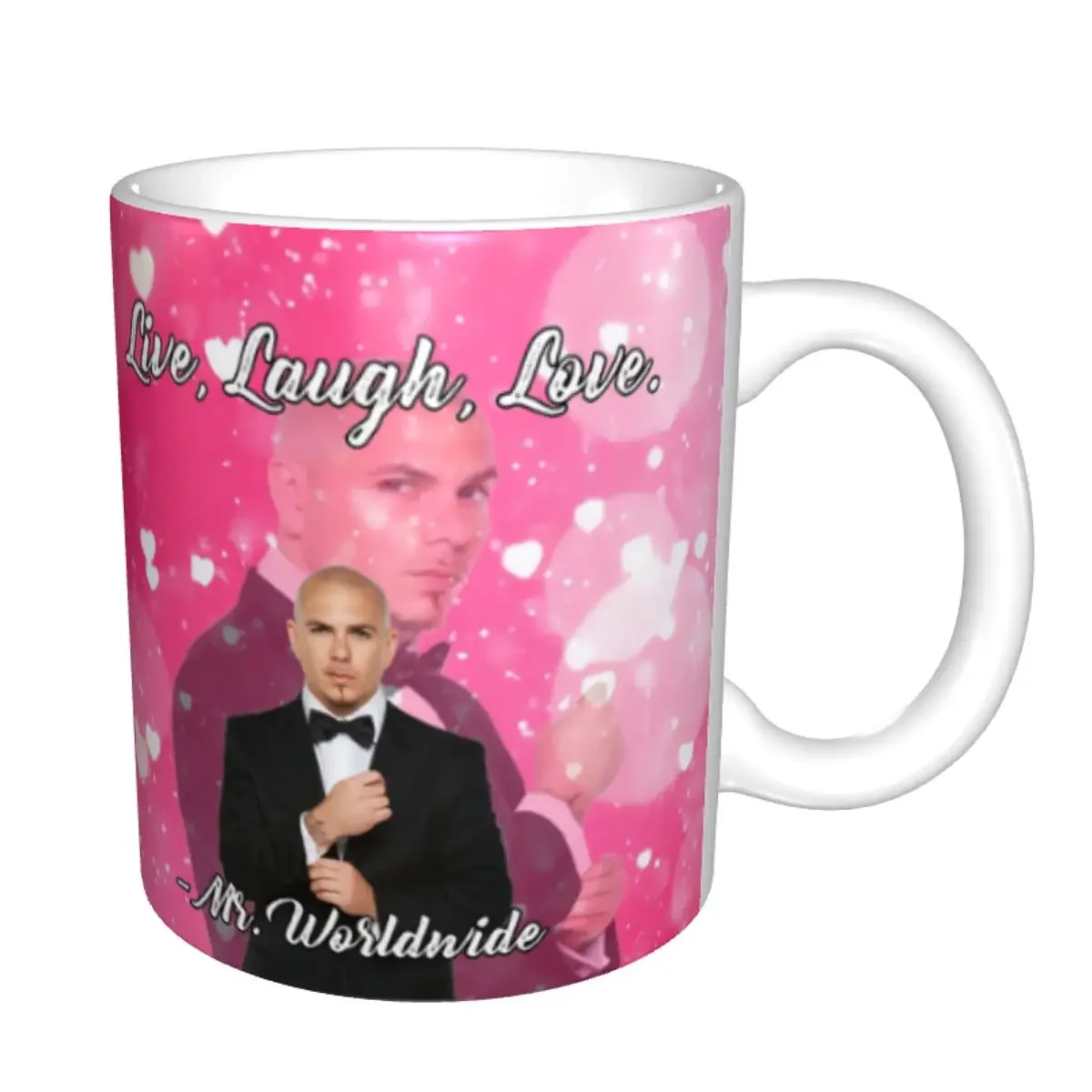 Mr Worldwide Says To Live Laugh Love Pink Mug Customized Pitbull Ceramic Coffee Mug Cup Creative Gift