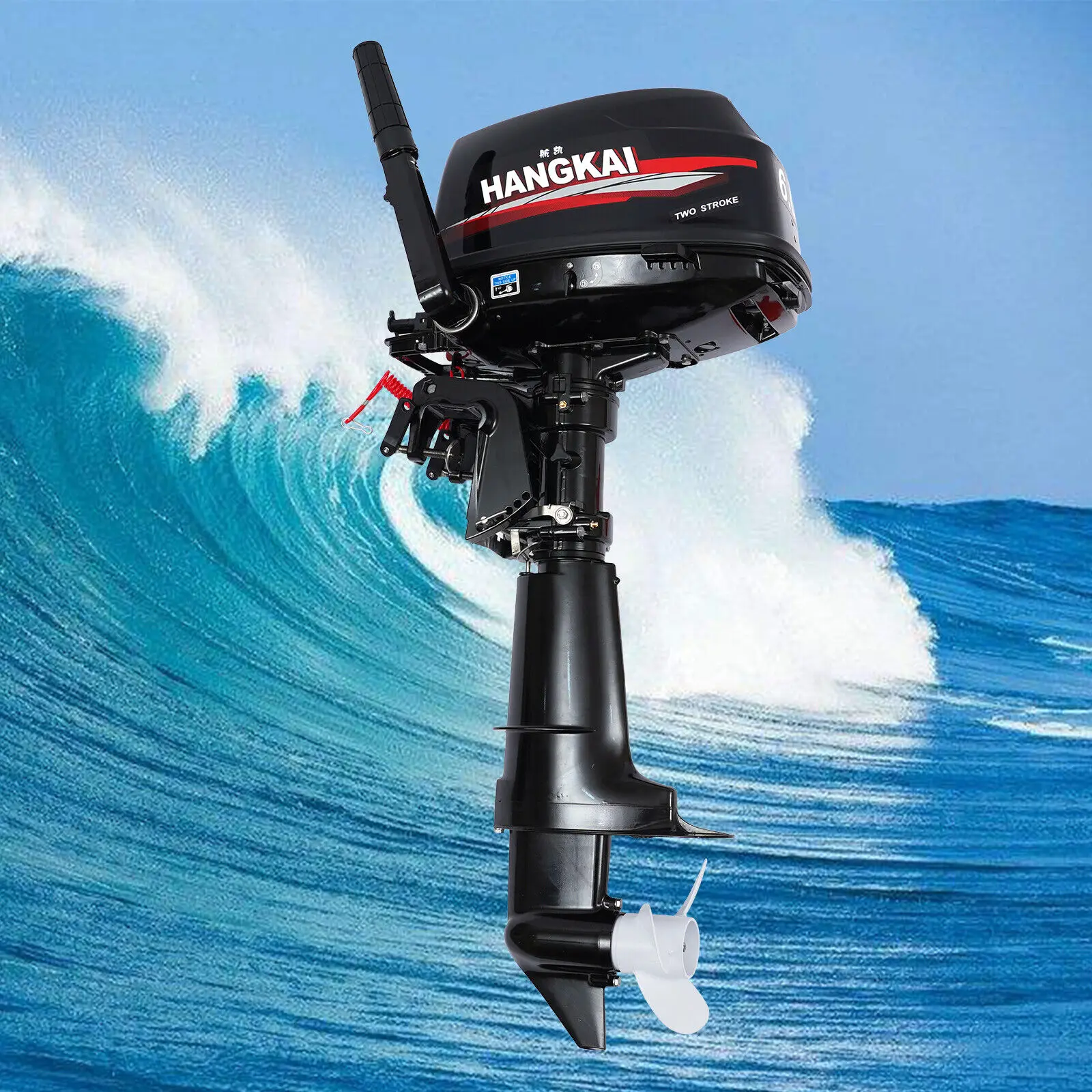 6HP 2 Stroke Outboard Motor 102CC Gas Powered Boat Engine with Cooling System CDI Ignition System Professional FishingBoat Motor