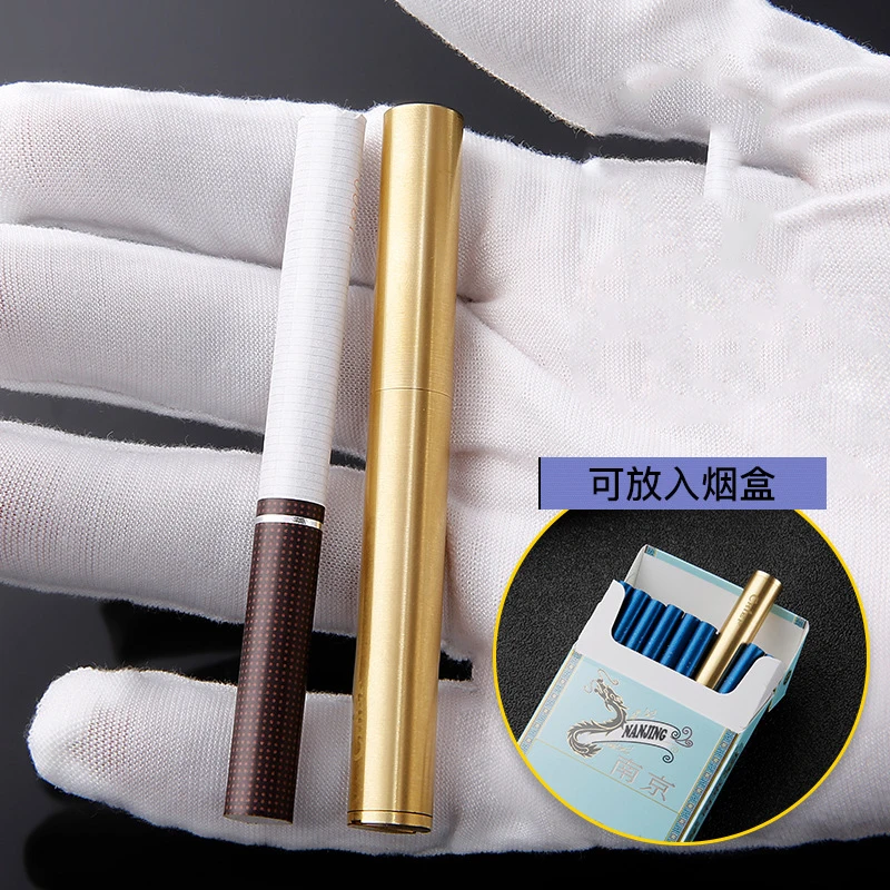 Funny Ultra-thin Fold Wheel Gasoline Slim Brass Metal Lighter Cigarette Gadget  85mm