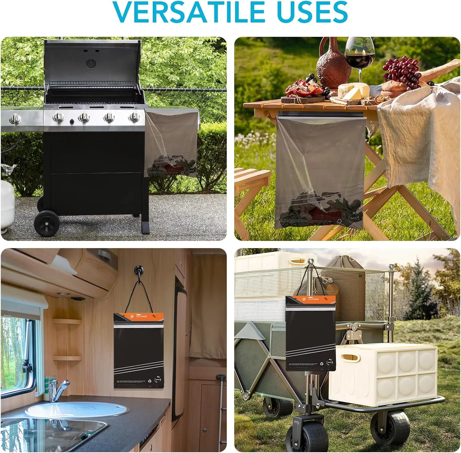 40 قطعة من أكياس قمامة السيارات للاستعمال مرة واحدة - سعة كبيرة، مقاومة للتسرب والرائحة - معلقة من مسند الرأس - مثالية للسفر والتخييم والمنزل