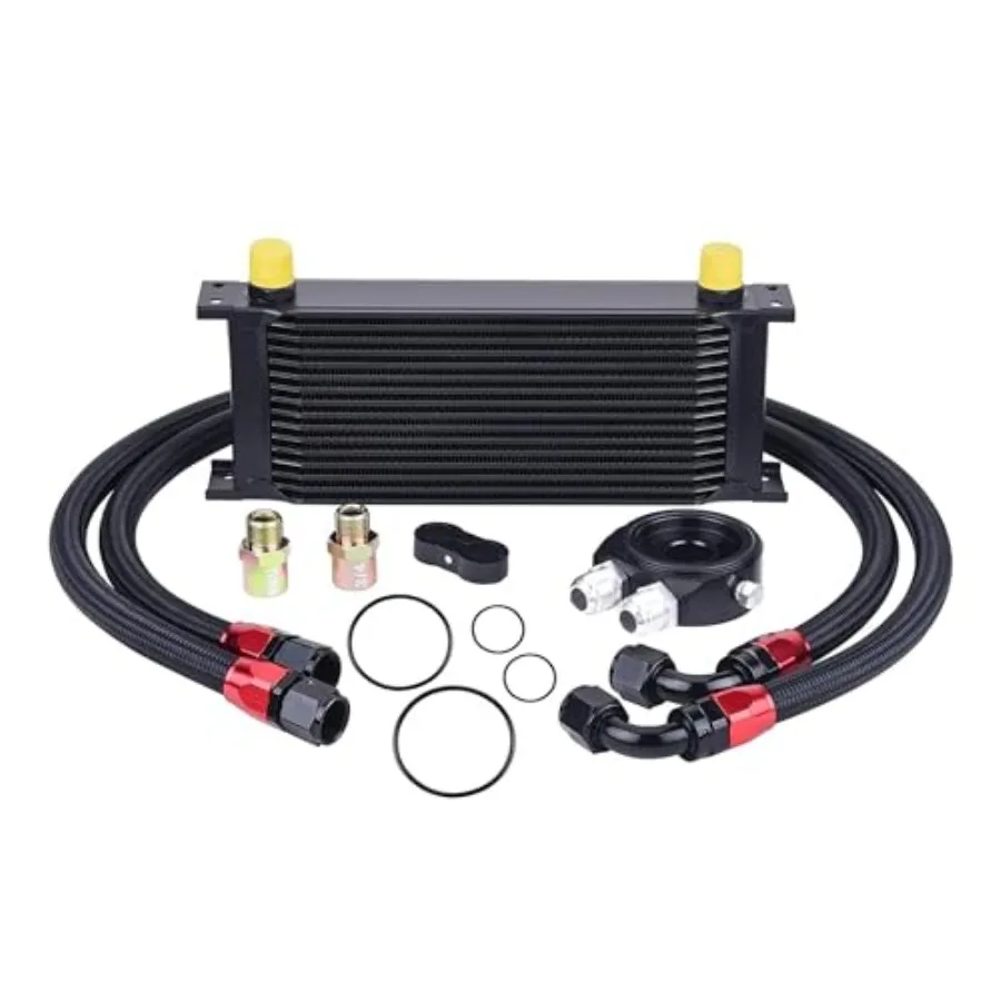 

Oil Cooler Kit, 10AN Transmission Engine Cooler British Radiator Universal Aluminium Black