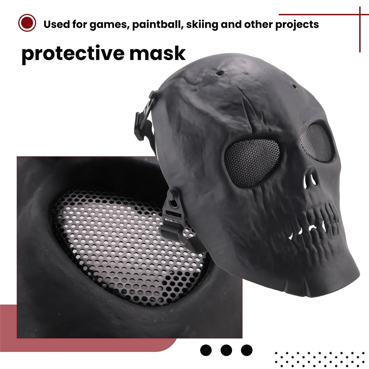

【Вспышка!】Полнозащитная маска для страйкбола с черепом - черная