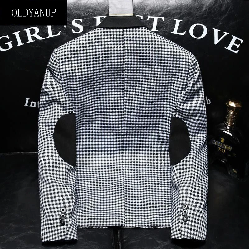 المتقدمة منقوشة البدلة سترة الرجال السترة ربيع الخريف جودة عالية سليم صالح الأعمال معطف غير رسمي فاخر المرقعة بدلة صغيرة #6