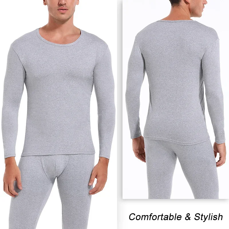 Men Premium Thermal Underwear Suit Ultra Soft Long Johns Fleece Lined Warm Base Layer Mens Thermals Top and Pants Set of 2