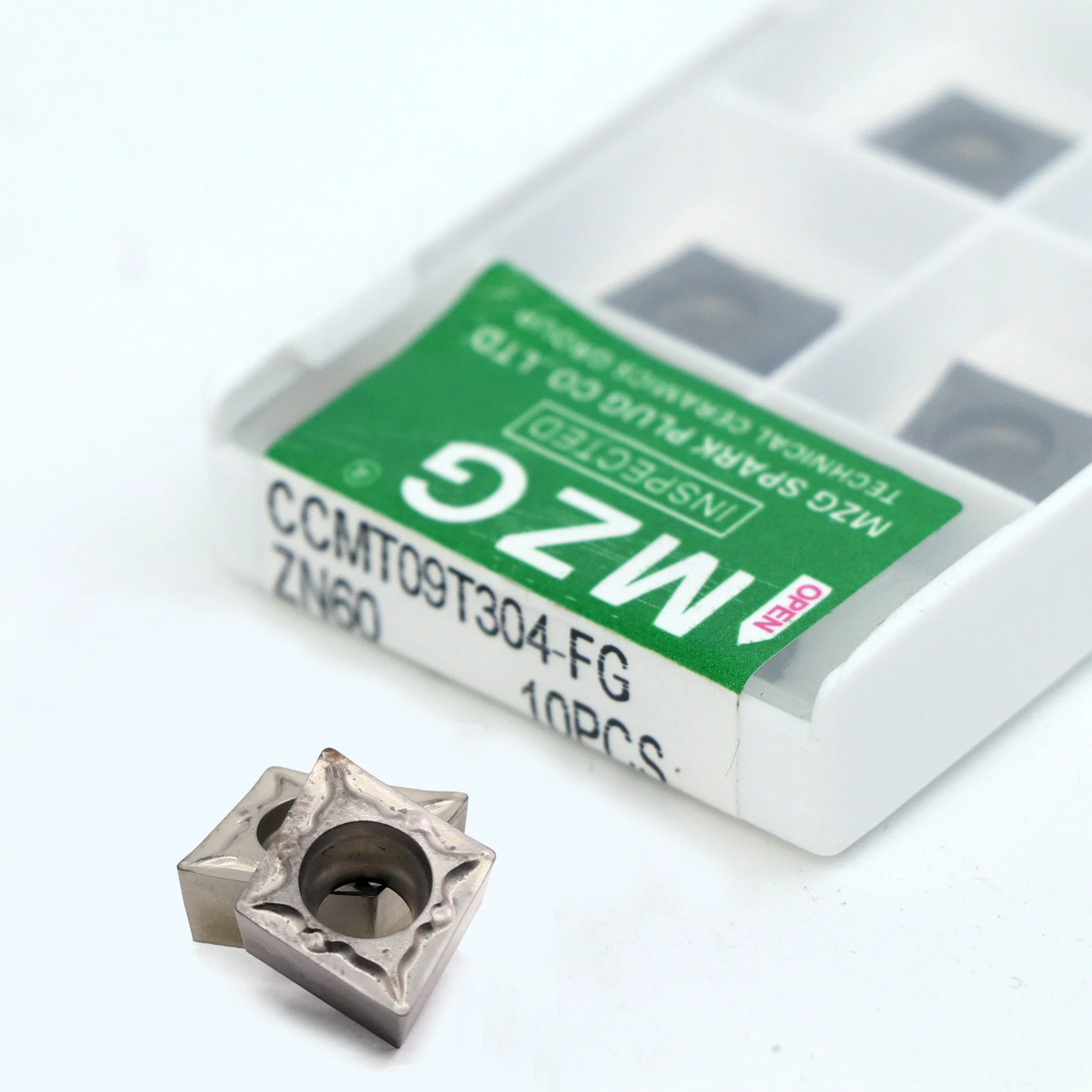 MZG 10pcs CCMT CCMT09T304 CCMT09T308 CCMT060204 MT FG HQ ZN60 Turning Boring Cutter CNC Lathe for Steel Processing Cermet Insert