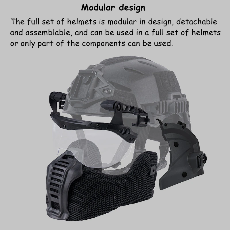 Tactical Helmet Set with Goggles Mouth Ear Guard Wendy3.0 Style Hunting Airsoft Training Game Paintball Shooting Helmet Set