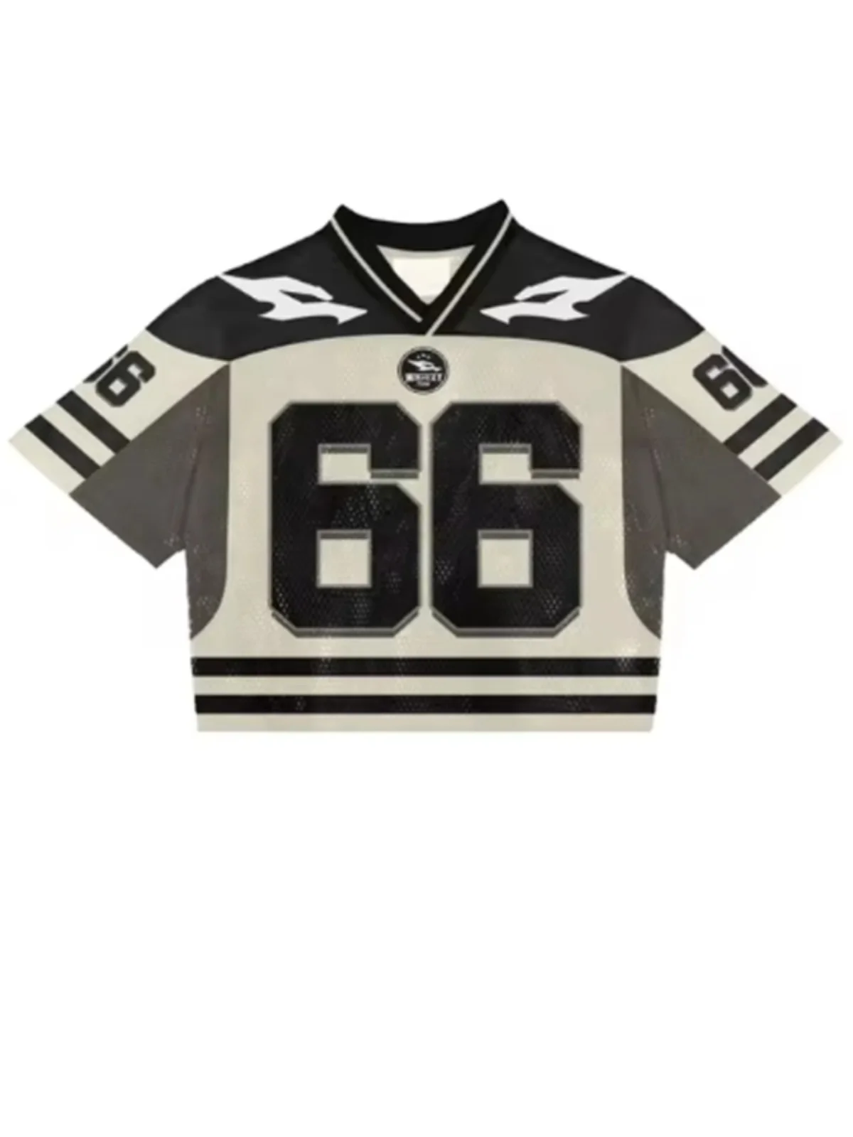 تي شيرت جيرسي SVE من American Sle Dropped oulder فضفاض مناسب بنمط إبداعي من البوليستر ort Sve V-Ne بطول عادي #2