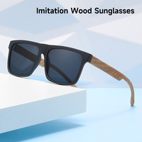 New Classic Square Sunglasses Men Retro UV400 Eyewear Women Imitation Wood Grain Mirror Sun Glasses