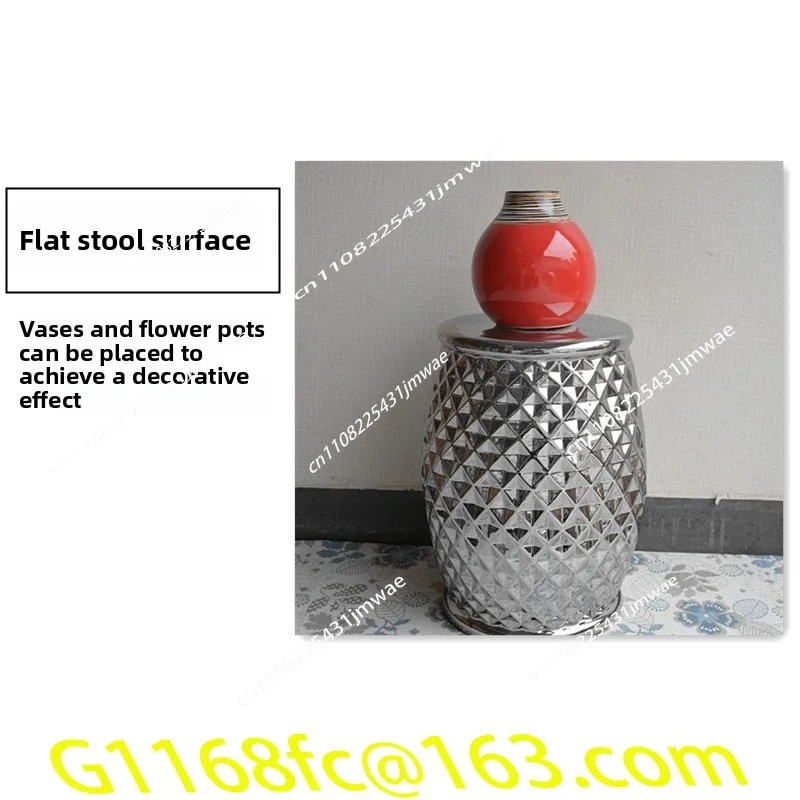 Light Luxury Modern Electroplated Local Tyrant Gold Silver Ceramic Drum Stool